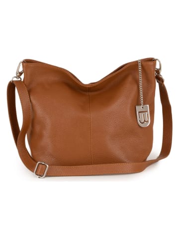 Leren schoudertas "Trapani" lichtbruin - (B)33 x (H)25 x (D)14 cm