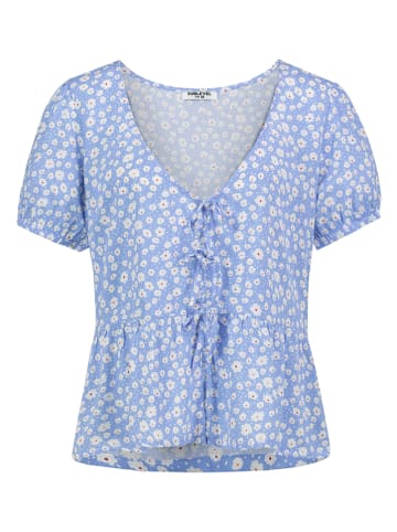 Blouse lichtblauw/wit