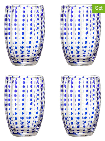 4-delige set: drinkglazen "Brinley" transparant/blauw - 350 ml