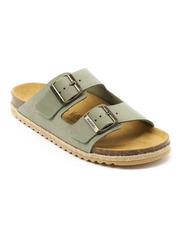 Skórzane klapki "Alberto" w kolorze khaki
