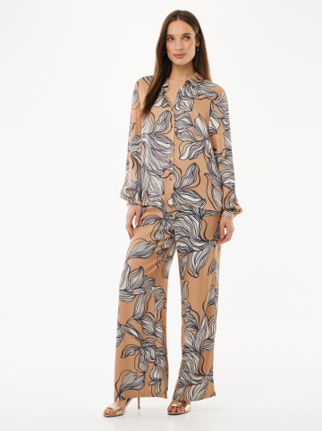 Blouse lichtbruin/zwart