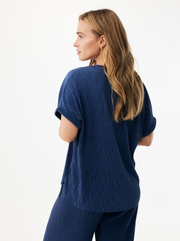 Plisséblouse donkerblauw