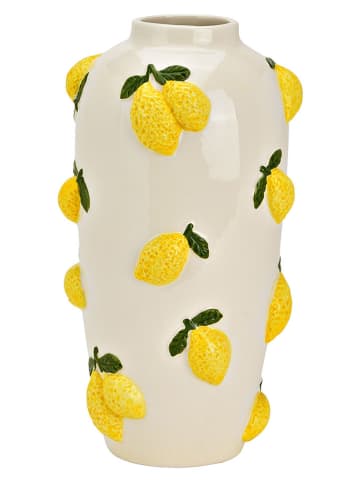 Vase "Lemon" in Gelb/ Weiß - (H)27 x Ø 15 cm