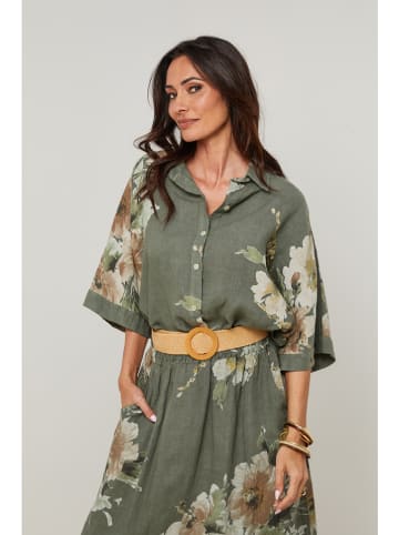Linnen blouse olijfgroen