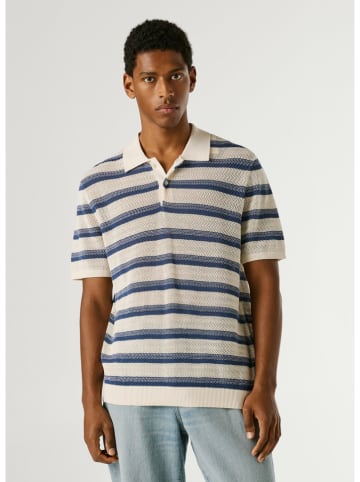 Poloshirt "Florian" donkerblauw/crème