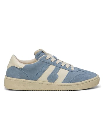 Leder-Sneakers in Hellblau/ Beige