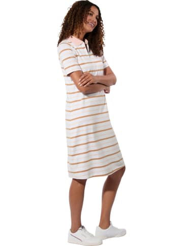 Jurk wit/lichtroze/camel