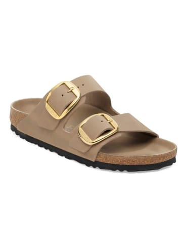 Leren slippers "Arizona Big Buckle" beige