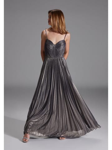 Plisseekleid in Schwarz/ Silber