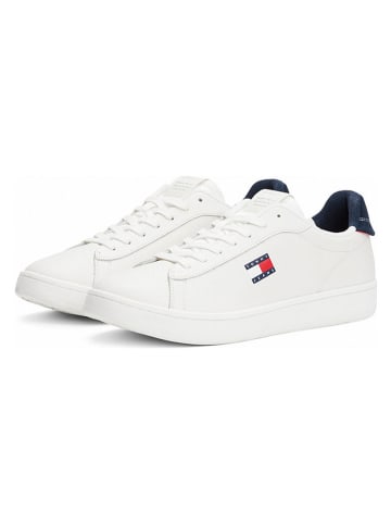 Leren sneakers wit/donkerblauw