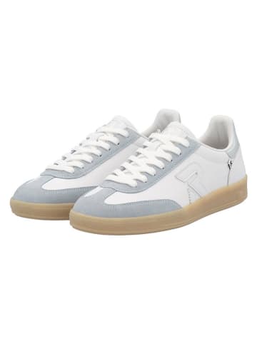 Leren sneakers wit/lichtblauw