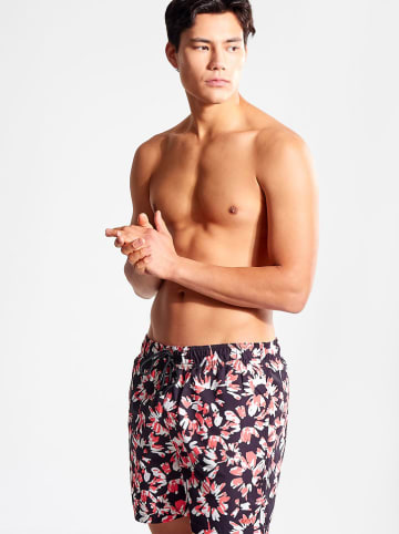 Badeshorts in Schwarz/ Koralle