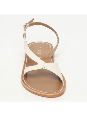 Leder-Sandalen in Creme