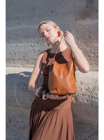 Leder-Schultertasche "Figa" in Camel - (B)20 x (H)27 x (T)15 cm