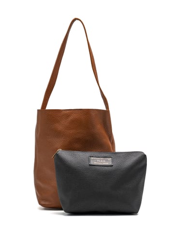Leren schoudertas "Figa" camel - (B)20 x (H)27 x (D)15 cm