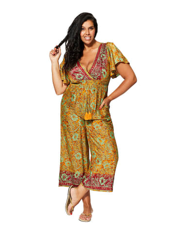 Jumpsuit in Orange/ Grün