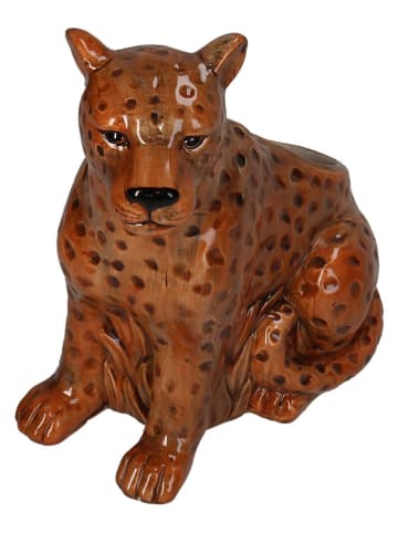 Blumentopf ''Leopard'' in Hellbraun - (B)16 x (H)18,5 x (T)11,2 cm