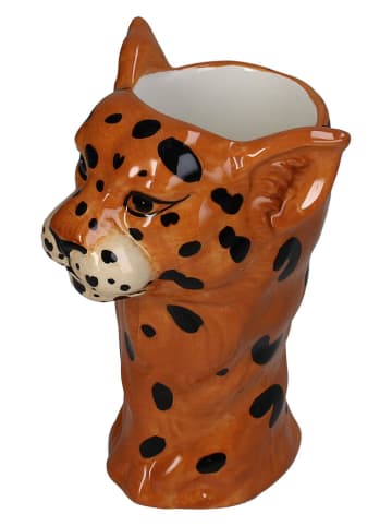 Doniczka "Leopard" w kolorze jasnobrązowym - 12,4 x 18,3 x 11,2 cm