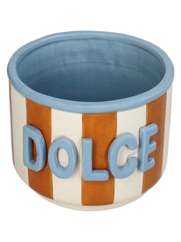 Doniczka "Dolce" w kolorze błękitno-pomarańczowym - wys. 11,5 x Ø 14,2 cm