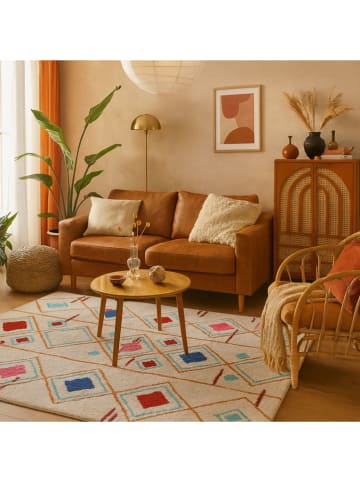 Dywan w kolorze kremowym ze wzorem - 170 x 120 cm