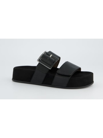 Leder-Pantoletten in Schwarz