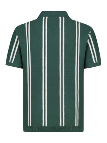 Gebreid poloshirt donkergroen/wit
