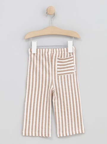 Hose in Beige/ Weiß