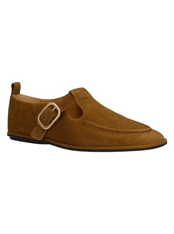 Leder-Halbschuhe in Hellbraun