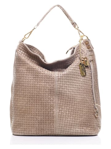 Leren shopper "Caroline" beige - (B)42 x (H)38 x (D)17 cm