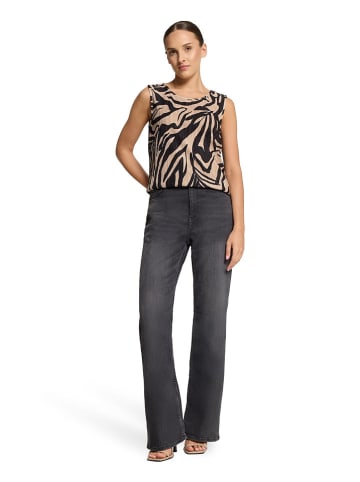 Blousetop beige/zwart