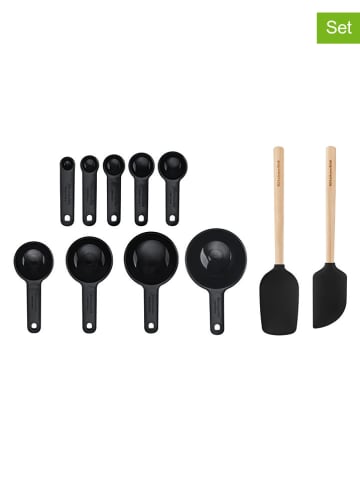 11tlg. Backzubehör-Set in Schwarz/ Hellbraun