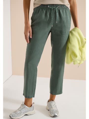 Lniane spodnie w kolorze khaki