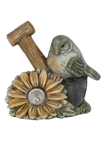 Figurka ogrodowa "Bird" w kolorze brązowym ze wzorem - 13,5 x 13 x 9,5 cm