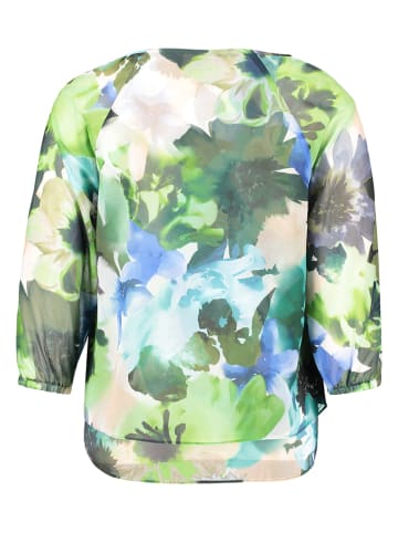 Bluse in Grün/ Hellblau/ Grau