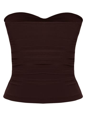 Top w kolorze ciemnobrązowym