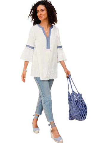 Bluse in Weiß/ Blau