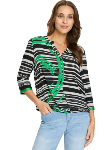Blouse zwart/wit/groen
