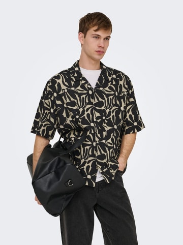 Koszula "Onsharvi" - Relaxed fit - w kolorze beżowo-czarnym