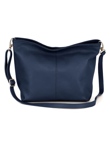 Leren schoudertas "Trapani" donkerblauw - (B)33 x (H)25 x (D)14 cm