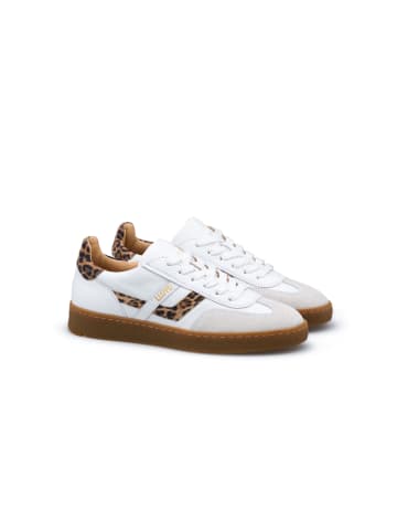 Leren sneakers wit/lichtbruin