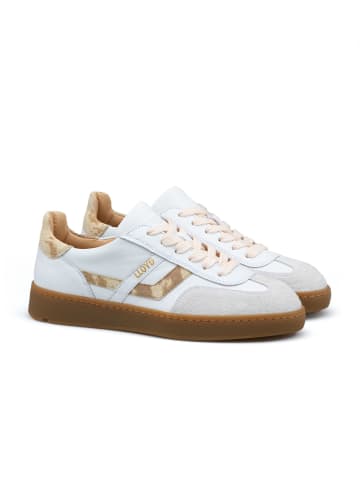 Skórzane sneakersy w kolorze biało-beżowym