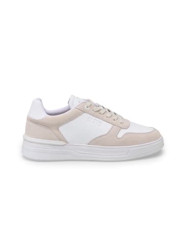 Leder-Sneakers in Weiß/ Beige