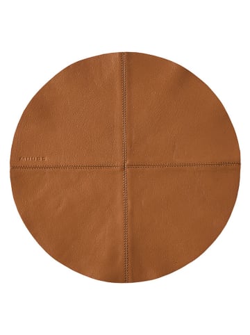 Skórzana podkładka stołowa "Camou" w kolorze karmelowym - Ø 36 cm