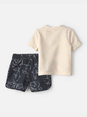 3tlg. Outfit in Beige/ Dunkelblau