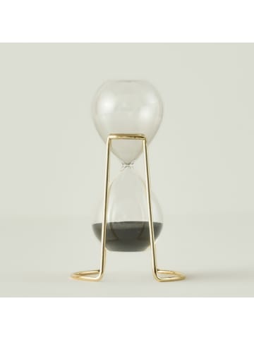 Zandloper ''Dune'' zwart/goudkleurig .- (H)16 x Ø 9 cm