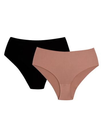2er-Set: Taillenslips in Altrosa/ Schwarz