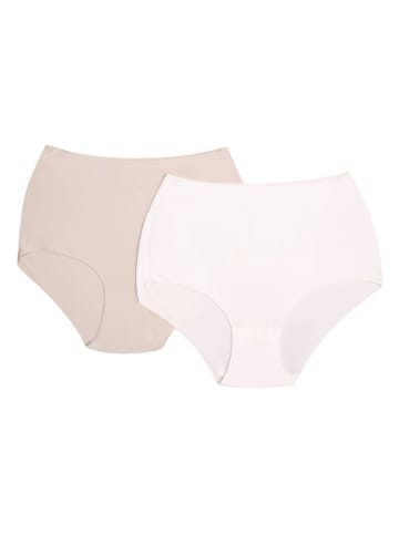 2er-Set: Taillenpantys in Sand/ Weiß