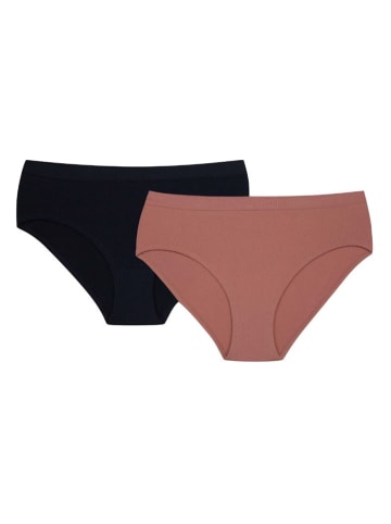 2er-Set: Taillenslips in Schwarz/ Altrosa