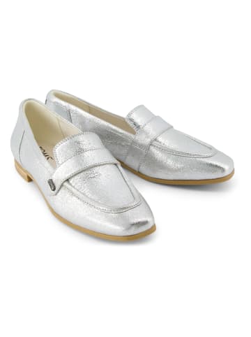 Leder-Slipper in Silber