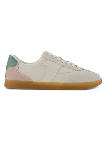 Leder-Sneakers in Creme/ Rosa/ Grün